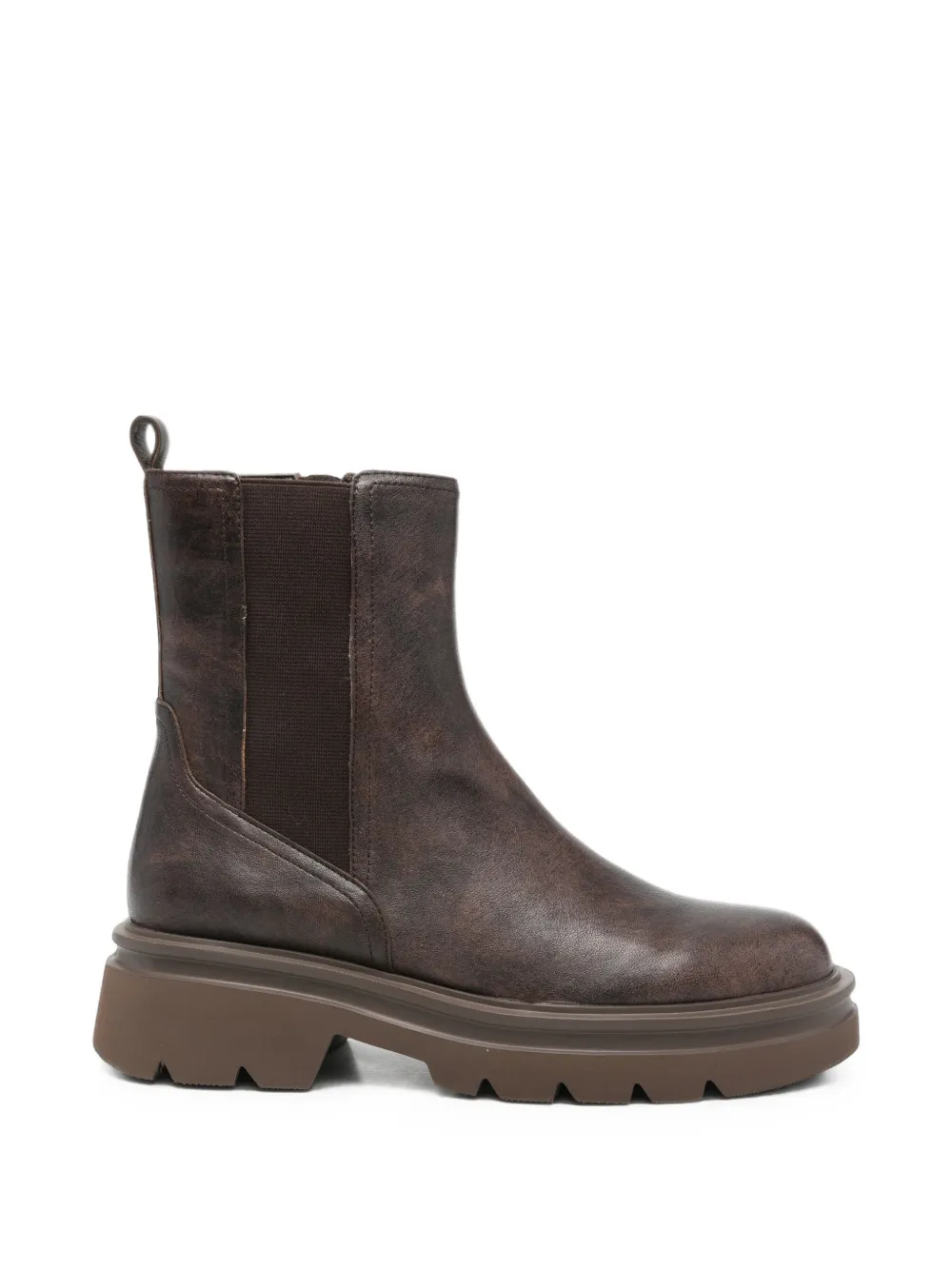 Bruno Premi Elasticated-panel Leather Ankle Boots In Brown