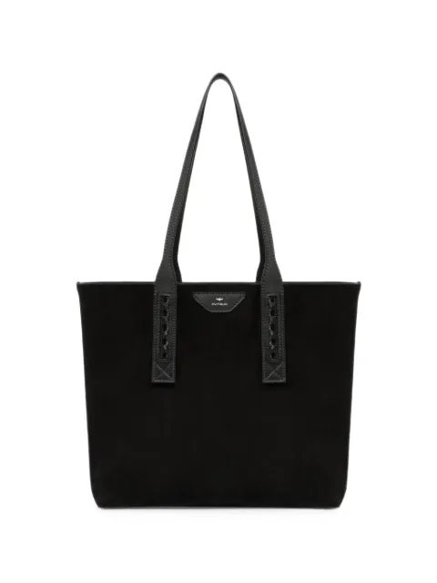 Aviteur woven-handle suede tote bag