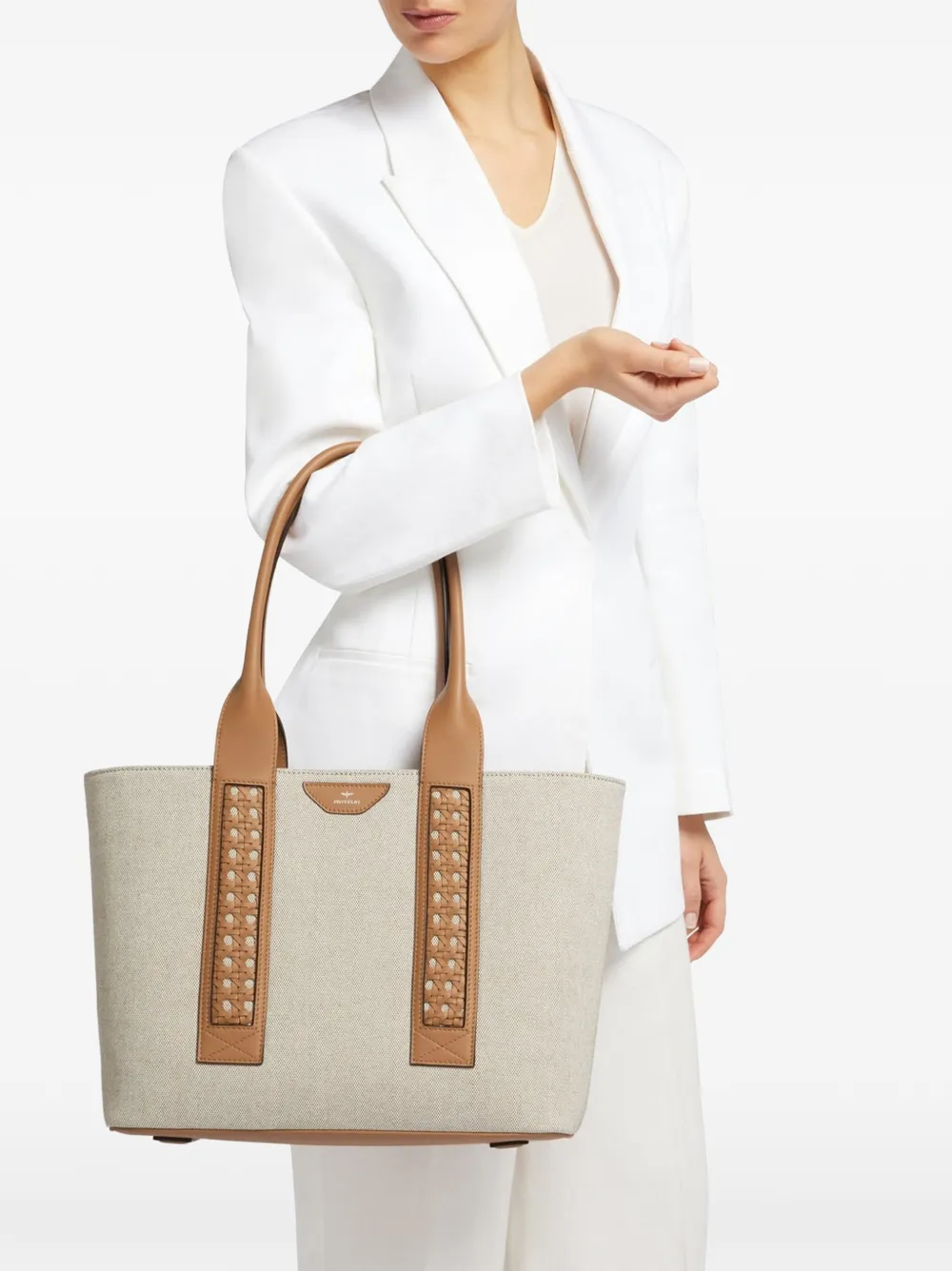 Aviteur Cannage-weave canvas tote bag