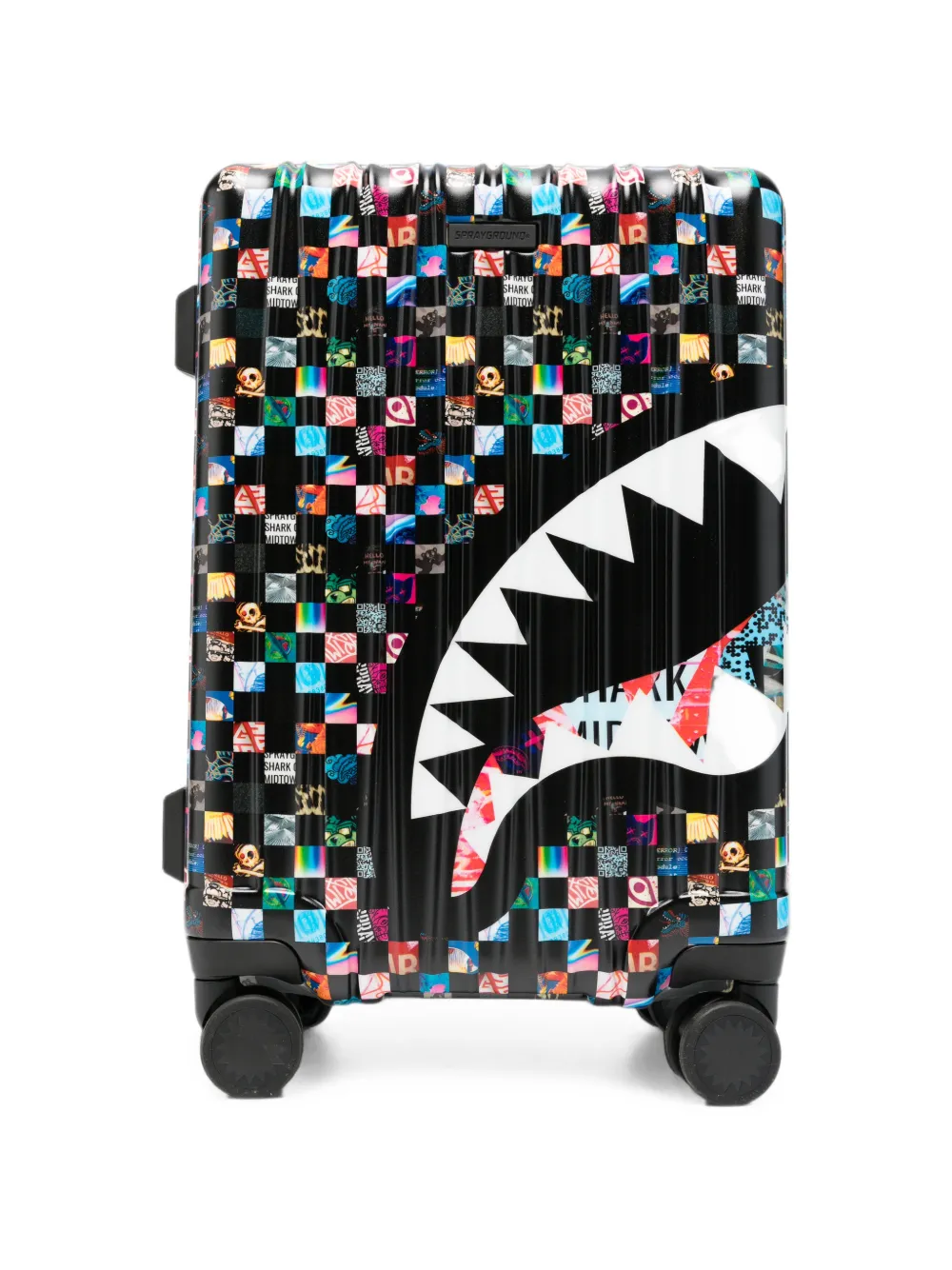 Sprayground Check-pattern Shark-print Cabin Trolley In Black
