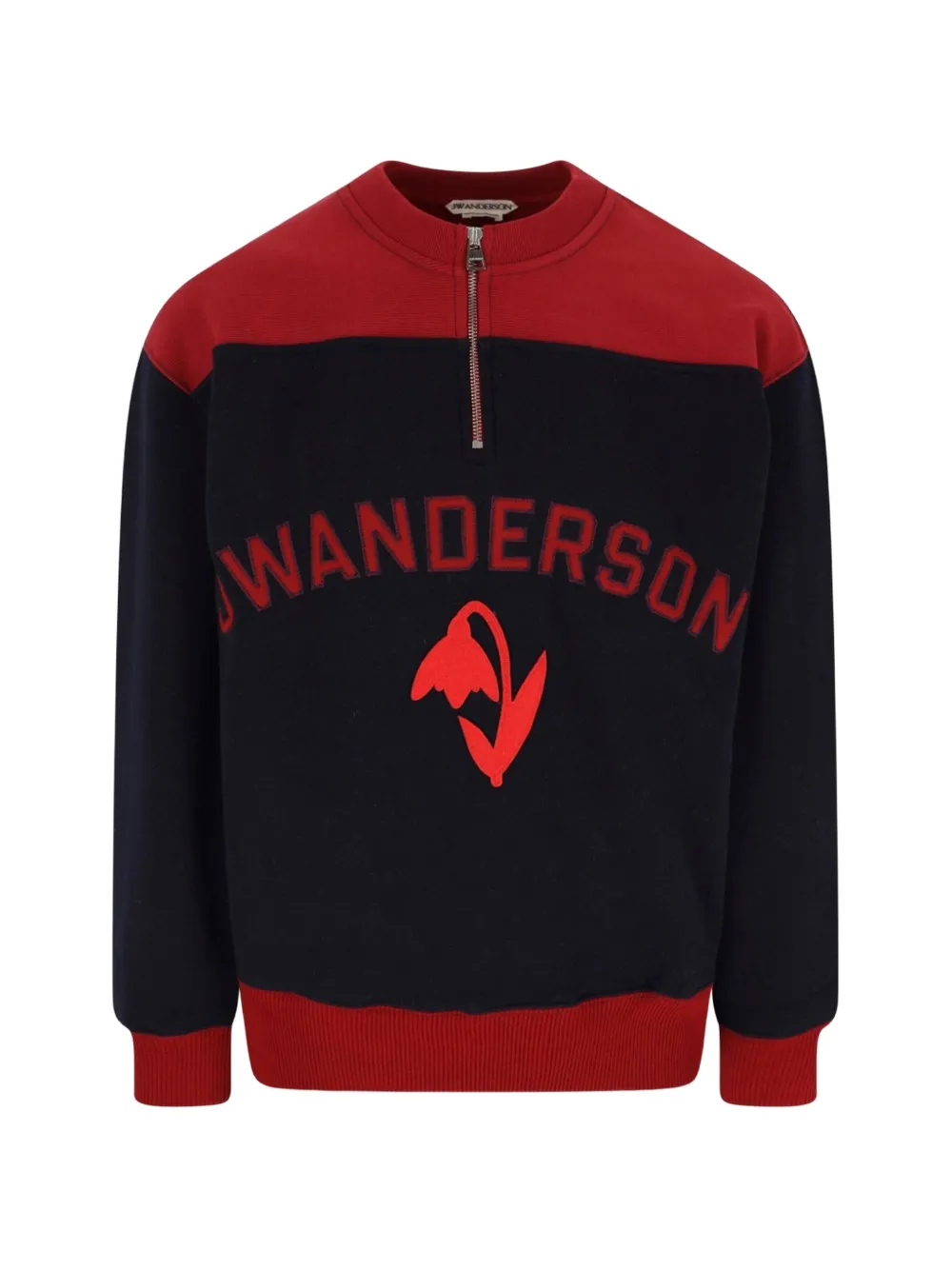 JW Anderson logo-patch quarter-zip sweatshirt - Bleu JW Anderson logo-patch quarter-zip sweatshirt - Bleu