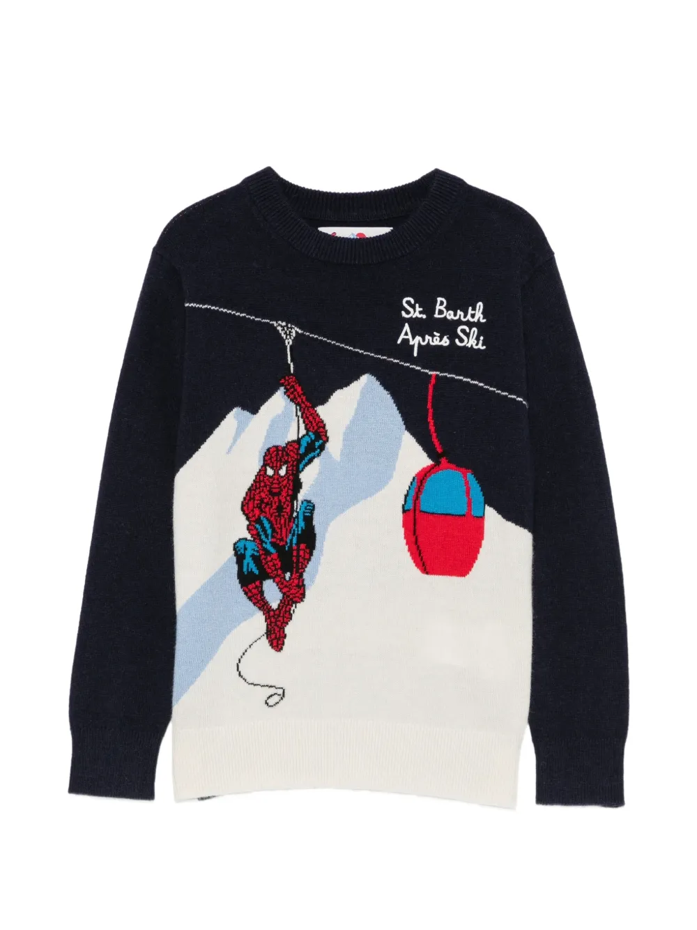 MC2 Saint Barth Kids Spider- intarsia gebreide trui Blauw
