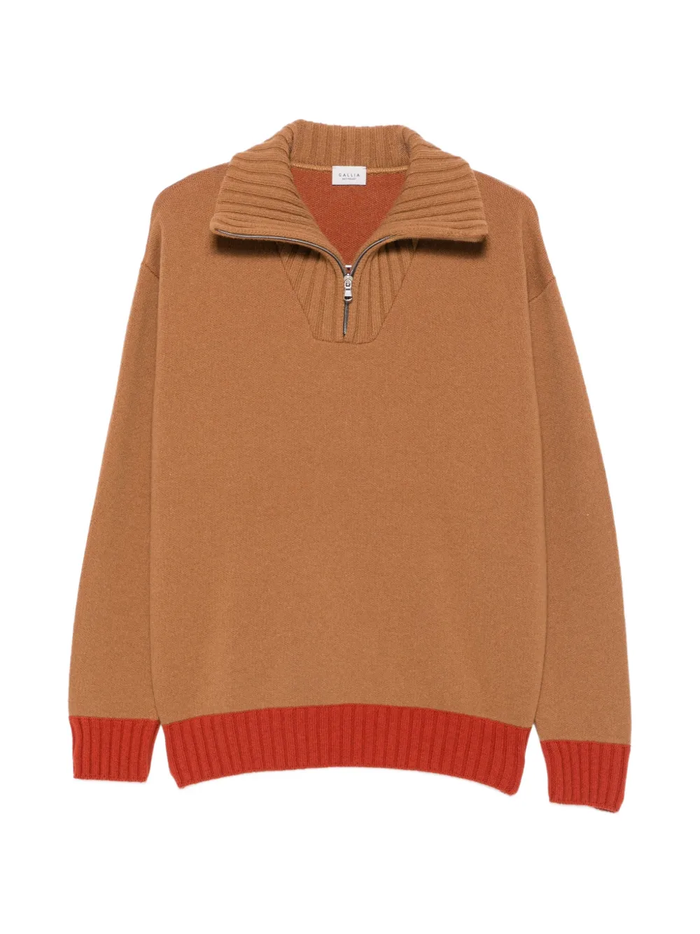 gallia Merz quarter-zip ribbed-trim sweater