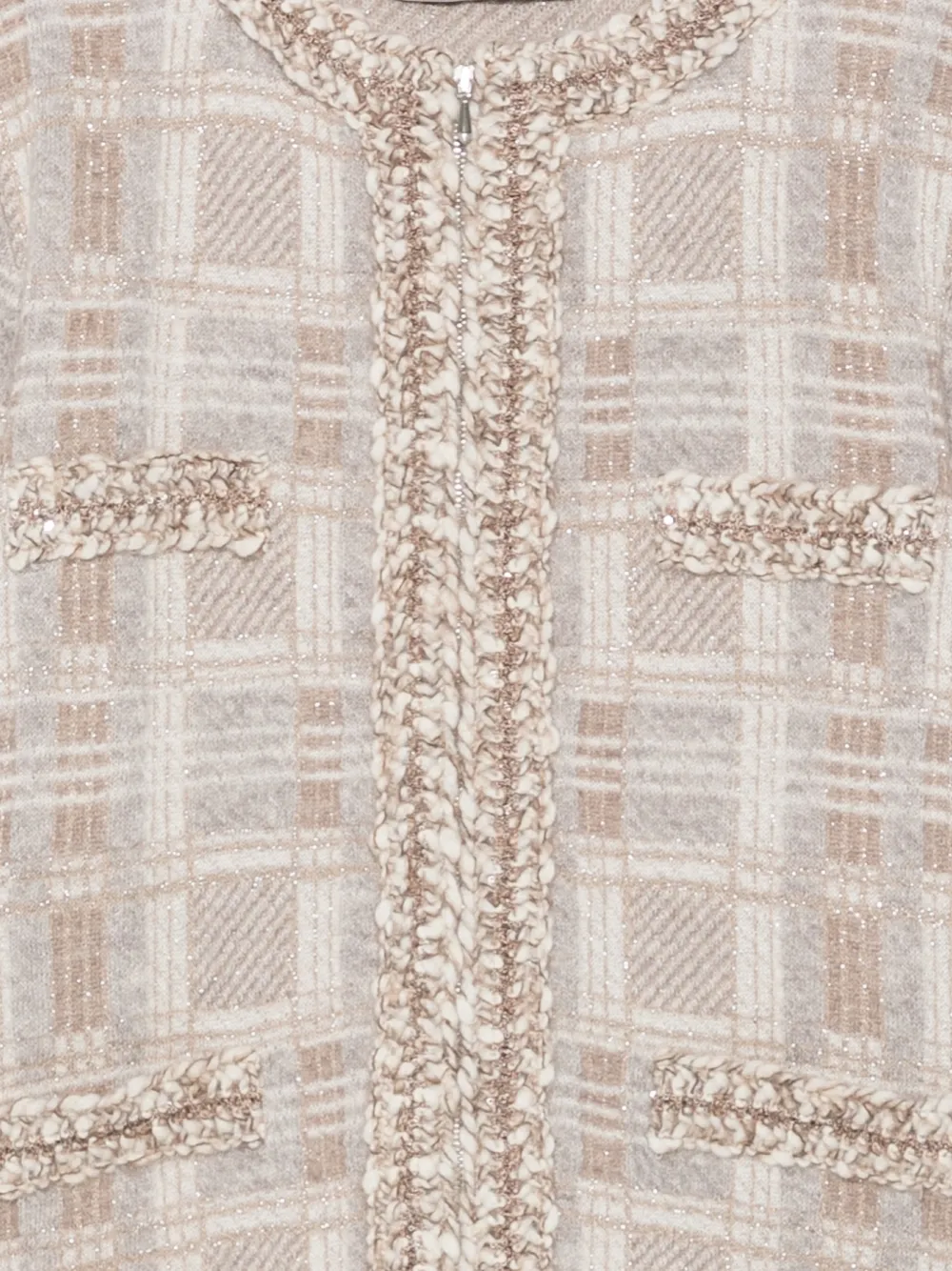 D.Exterior Geruit vest met bouclé afwerking Beige