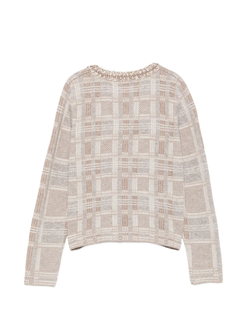 D.Exterior Geruit vest met bouclé afwerking Beige