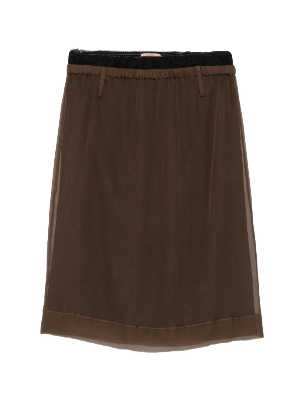 Nº21 lace-trim elasticated mid skirt - Marrone
