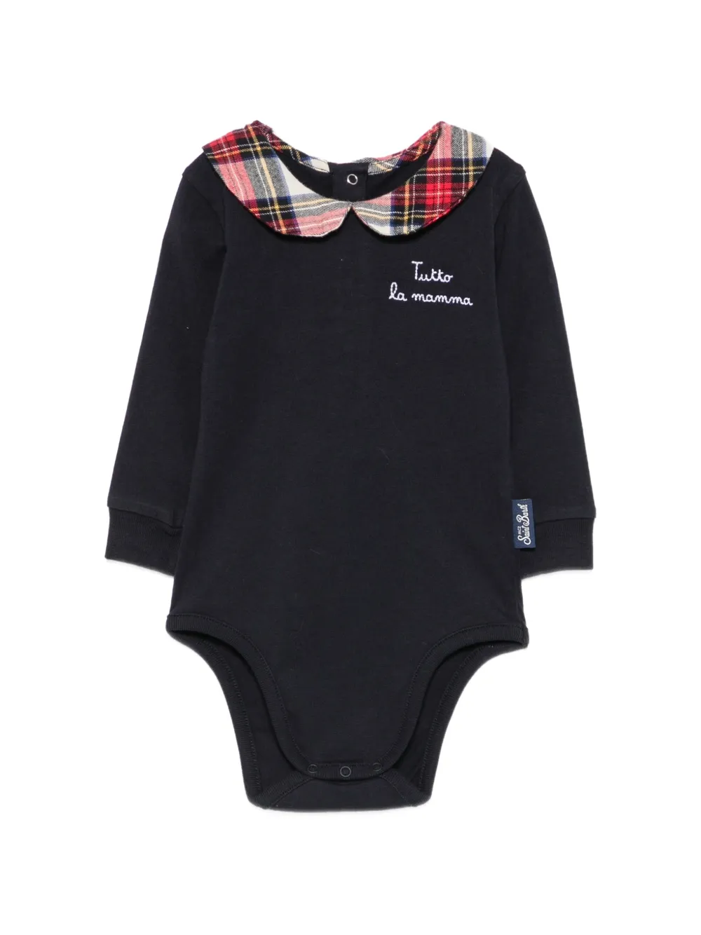 MC2 Saint Barth Kids body brodé à col tartan - Bleu MC2 Saint Barth Kids body brodé à col tartan - Bleu