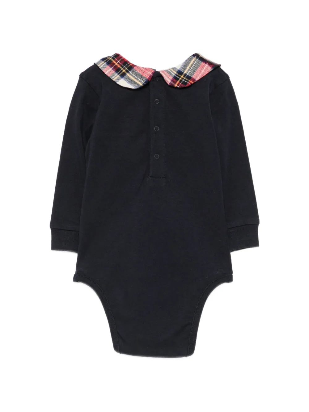 MC2 Saint Barth Kids Romper met tartan-ruit en borduurwerk Blauw