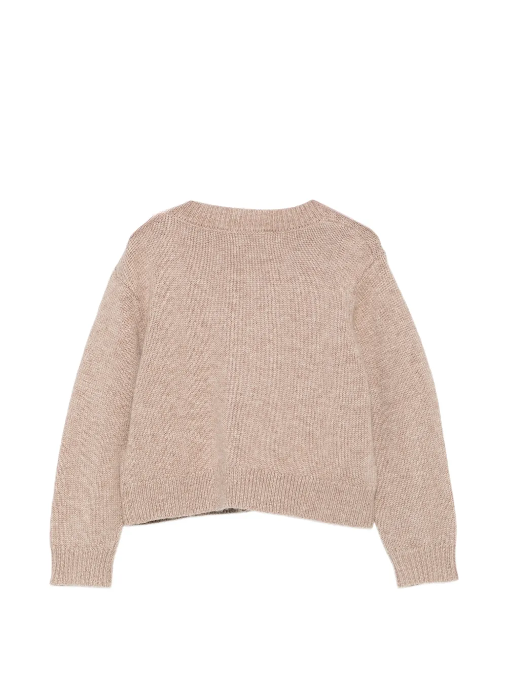 Alberta Ferretti Kids logo-embroidered V-neck cardigan Beige