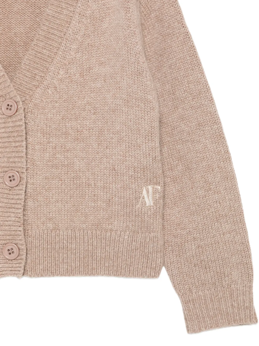 Alberta Ferretti Kids logo-embroidered V-neck cardigan Beige