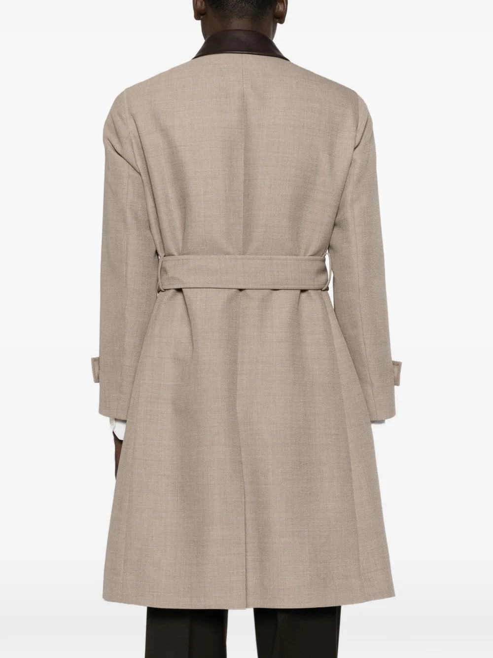 Lardini Jas met contrasterende kraag en ceintuur Beige
