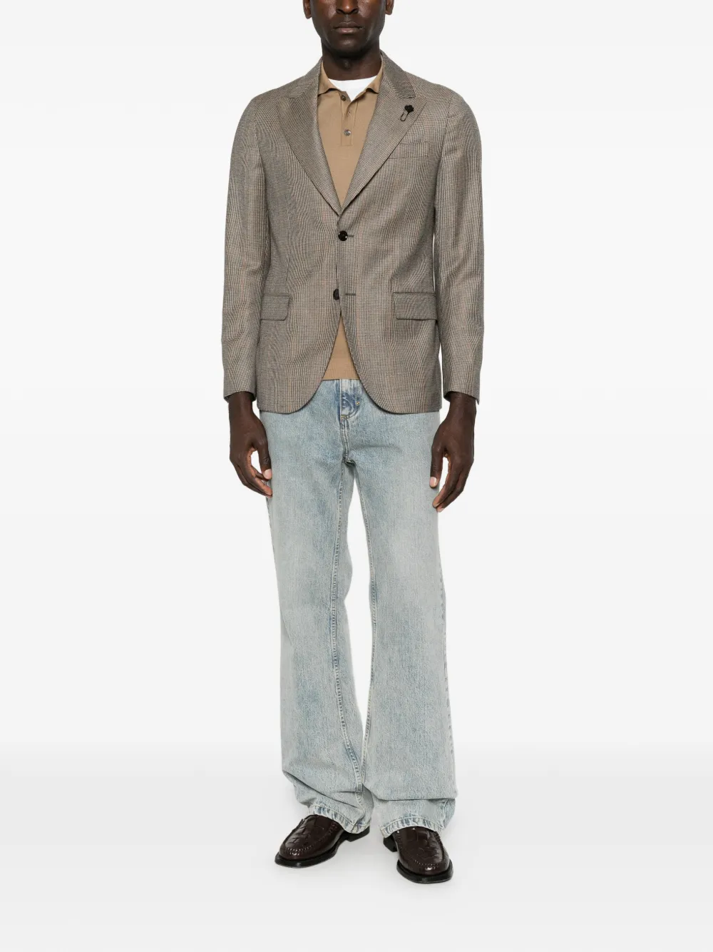 Lardini Prince of Wales check single-breasted jacket - Marrone