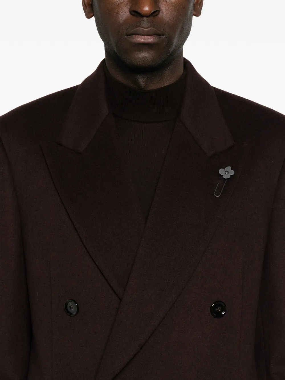 Lardini Mantel met dubbele rij knopen Bruin