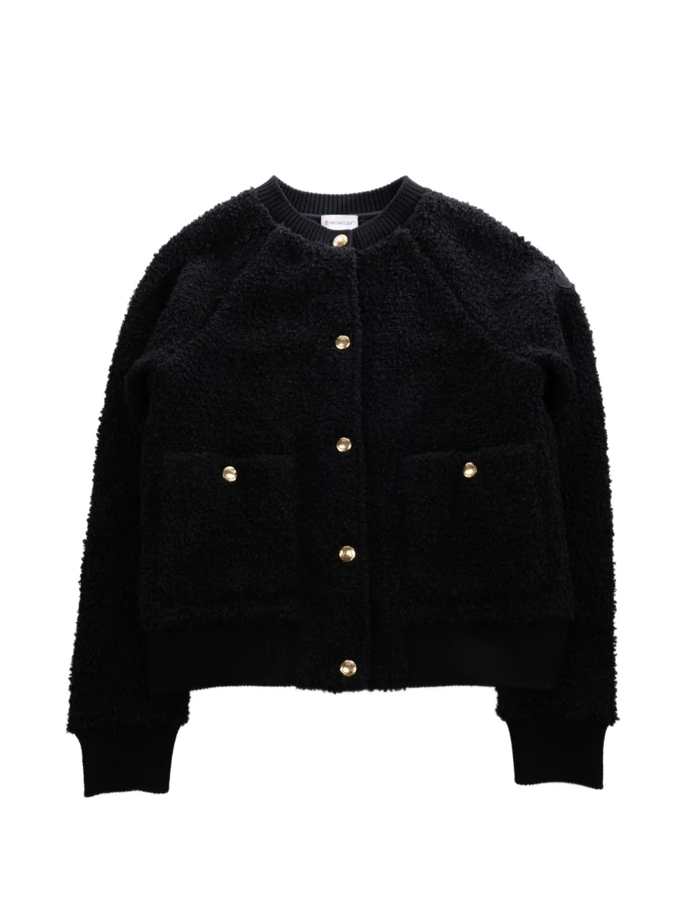Moncler Bouclégebreid jack met knoopsluiting Zwart