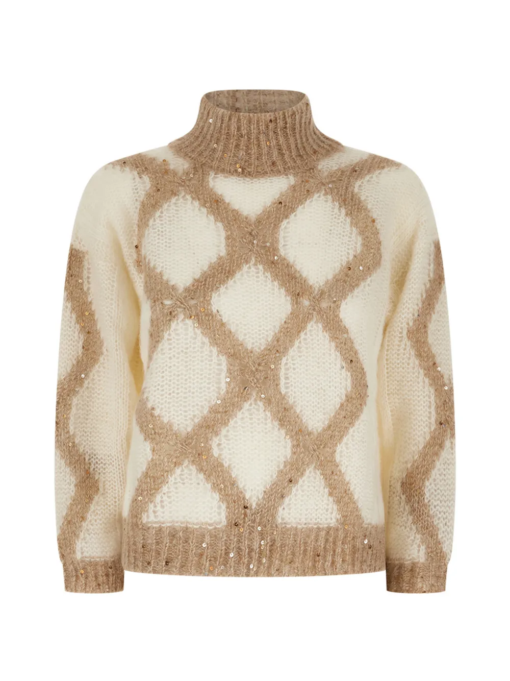 PANICALE sequin-embellished argyle sweater - Nude