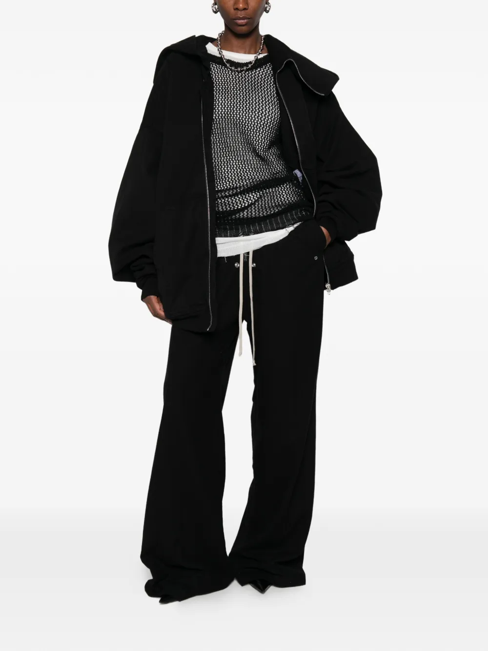 Rick Owens DRKSHDW Geth Belas broek met wijde pijpen en trekkoord Zwart