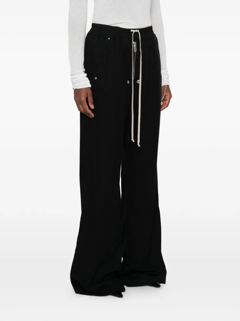 Rick Owens DRKSHDW Geth Belas broek met wijde pijpen en trekkoord Zwart