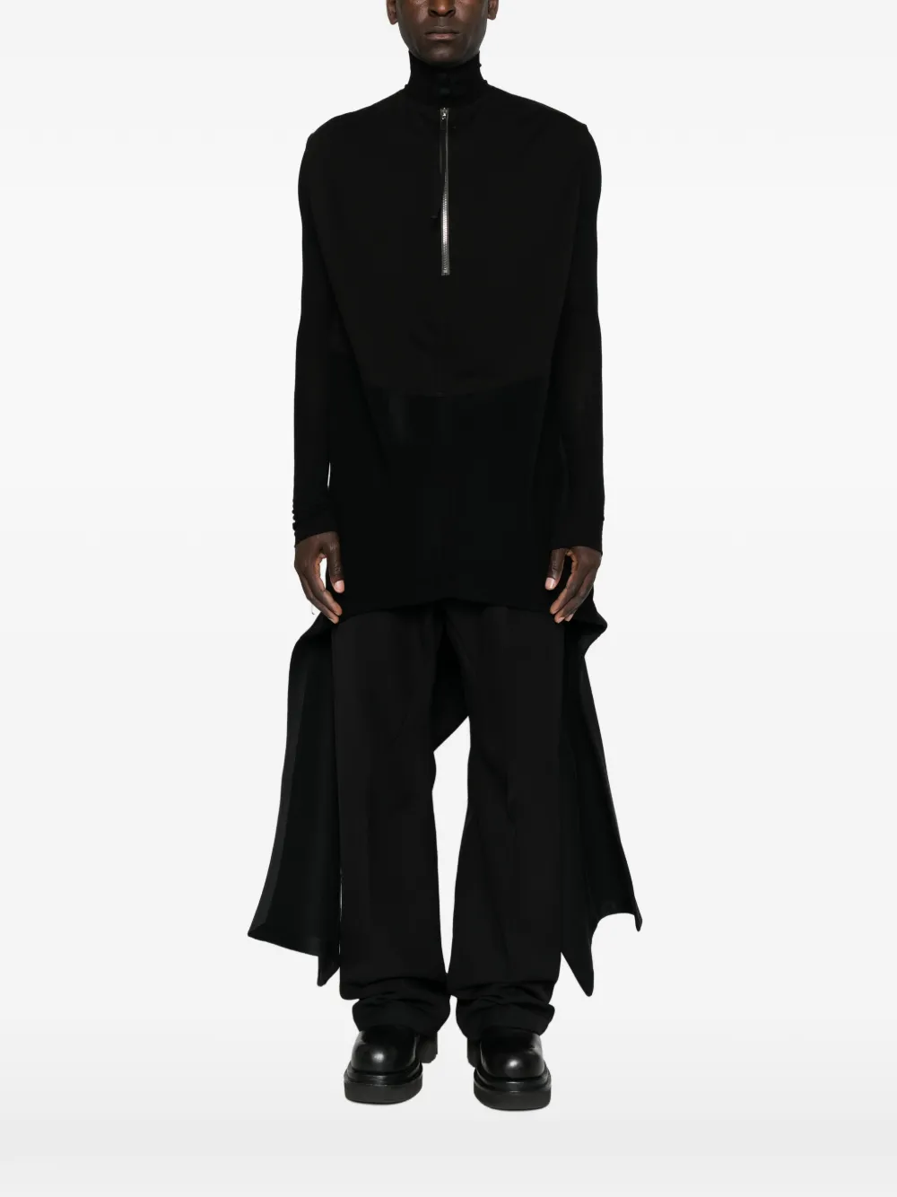 Rick Owens asymmetric panelled sweater Zwart