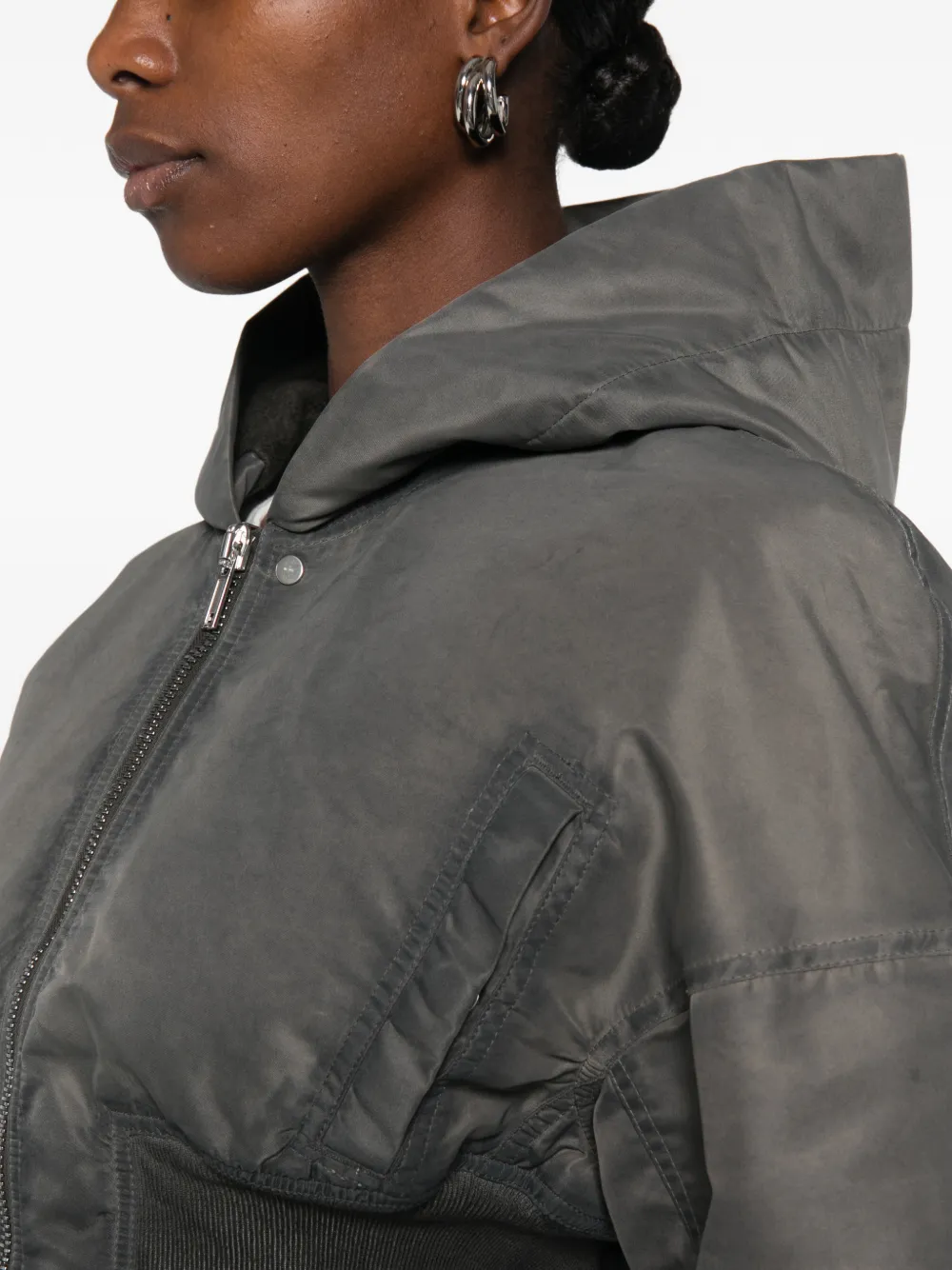 Rick Owens DRKSHDW hooded cropped jacket Grijs