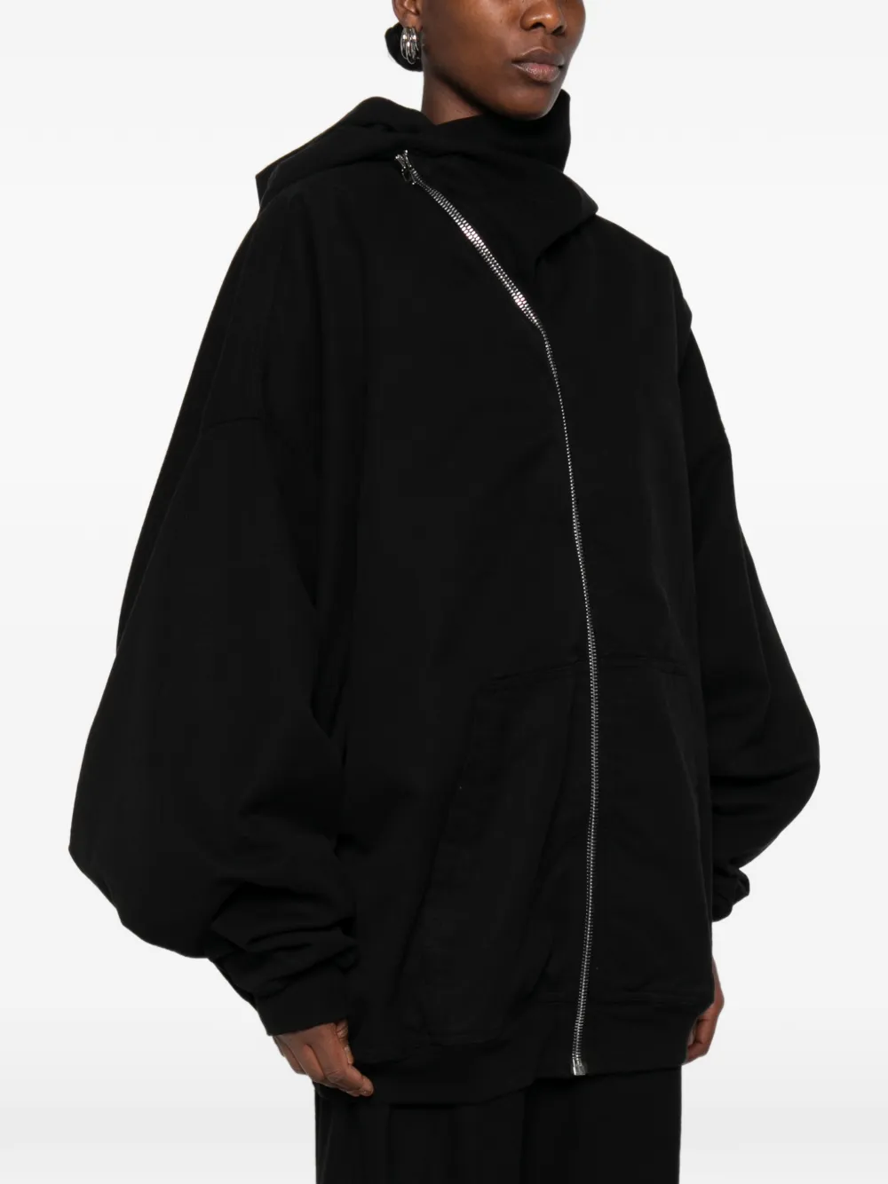 Rick Owens DRKSHDW Mountain jack met capuchon en asymmetrische rits Zwart