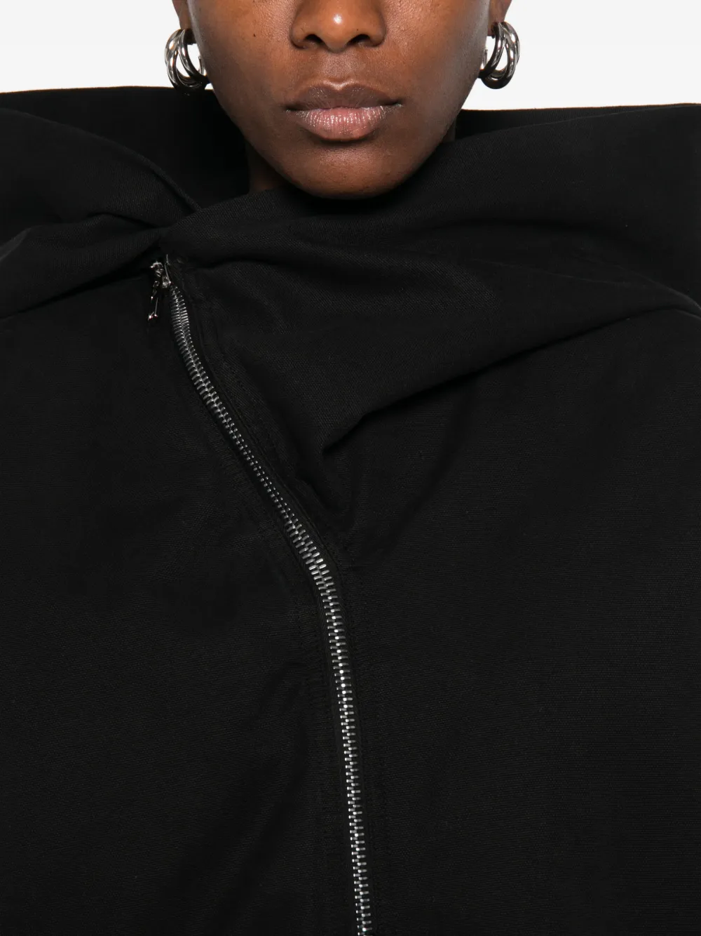 Rick Owens DRKSHDW Mountain jack met capuchon en asymmetrische rits Zwart