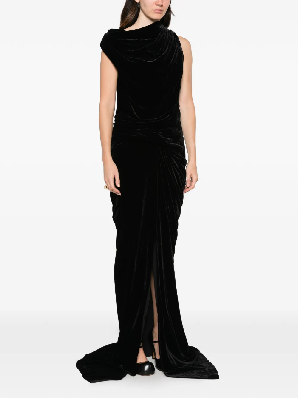 Rick Owens Fluwelen midi-jurk Zwart