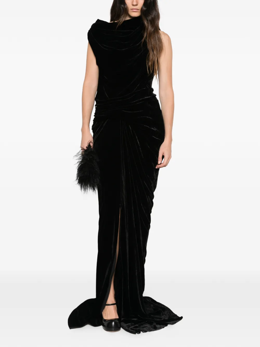 Rick Owens Fluwelen midi-jurk Zwart