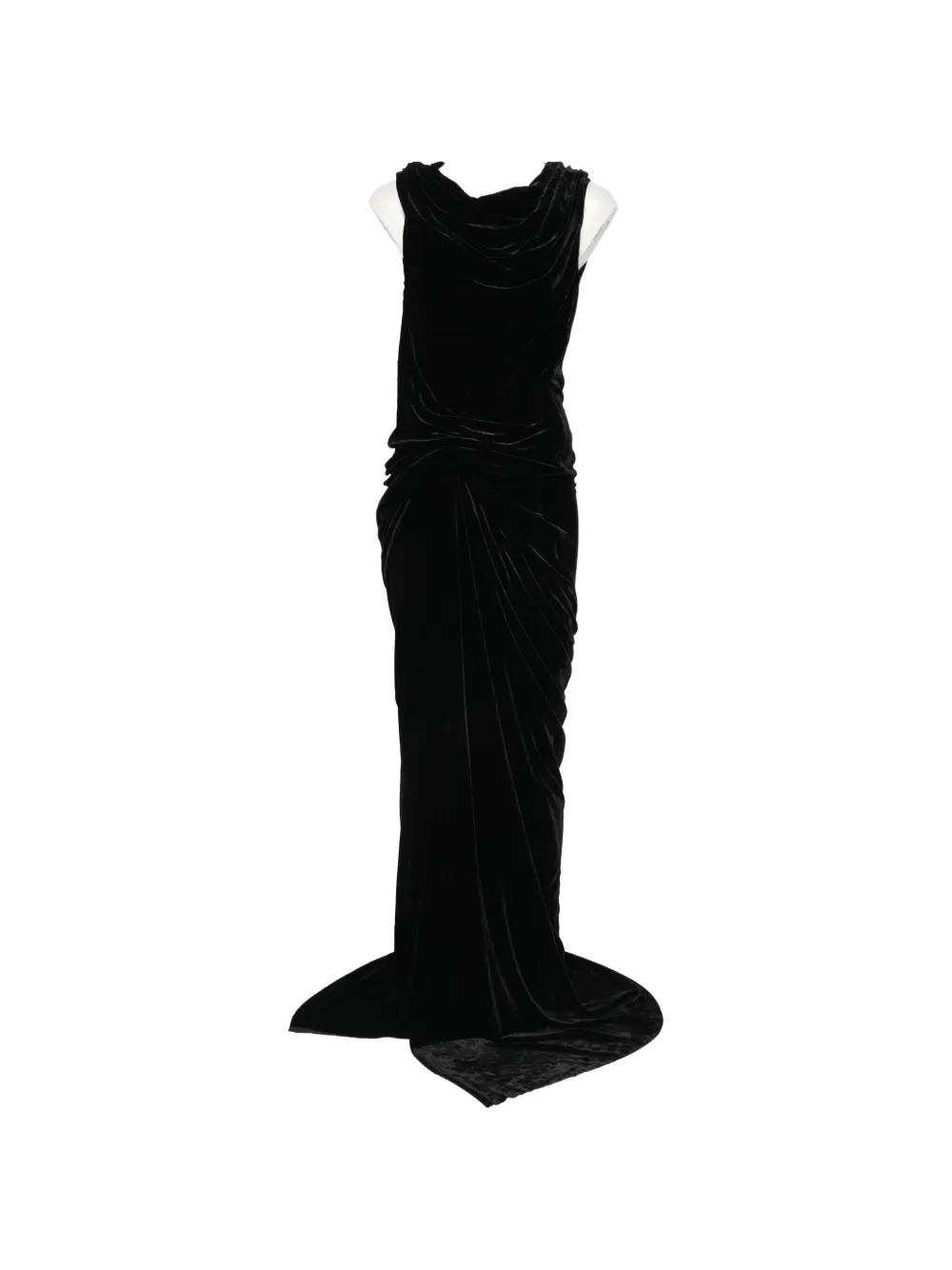 Rick Owens draped velvet maxi dress - Nero