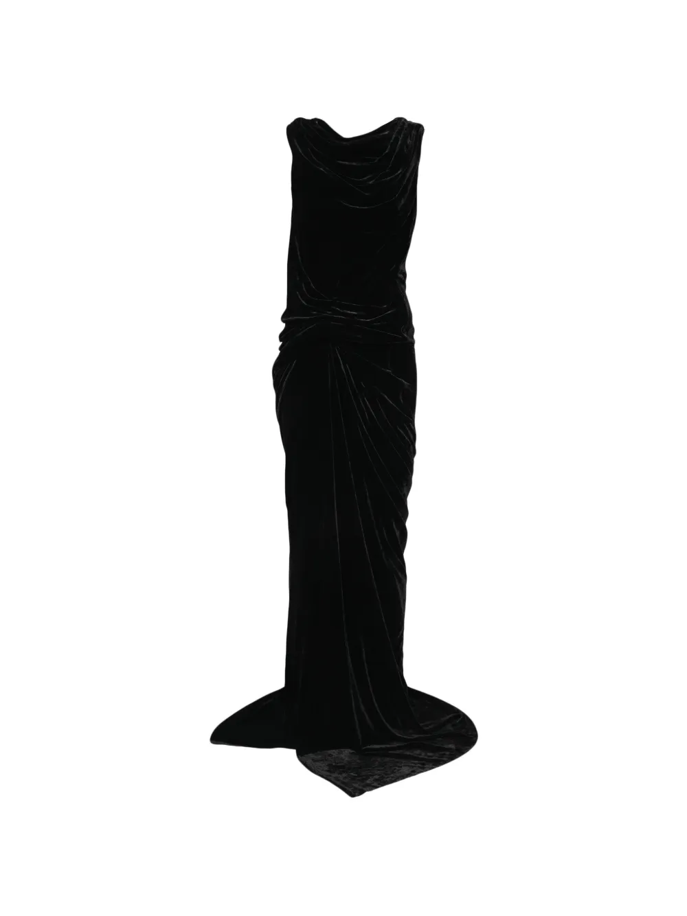 Rick Owens draped velvet maxi dress - Nero