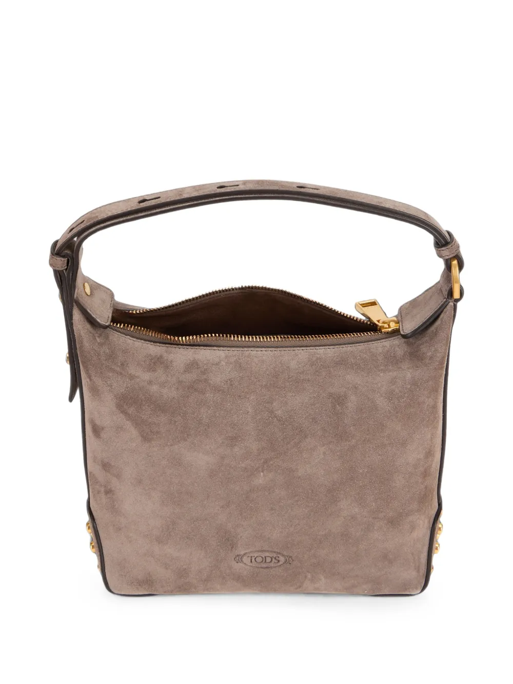 Tod's Suède mini-tas met metalen stippen Grijs