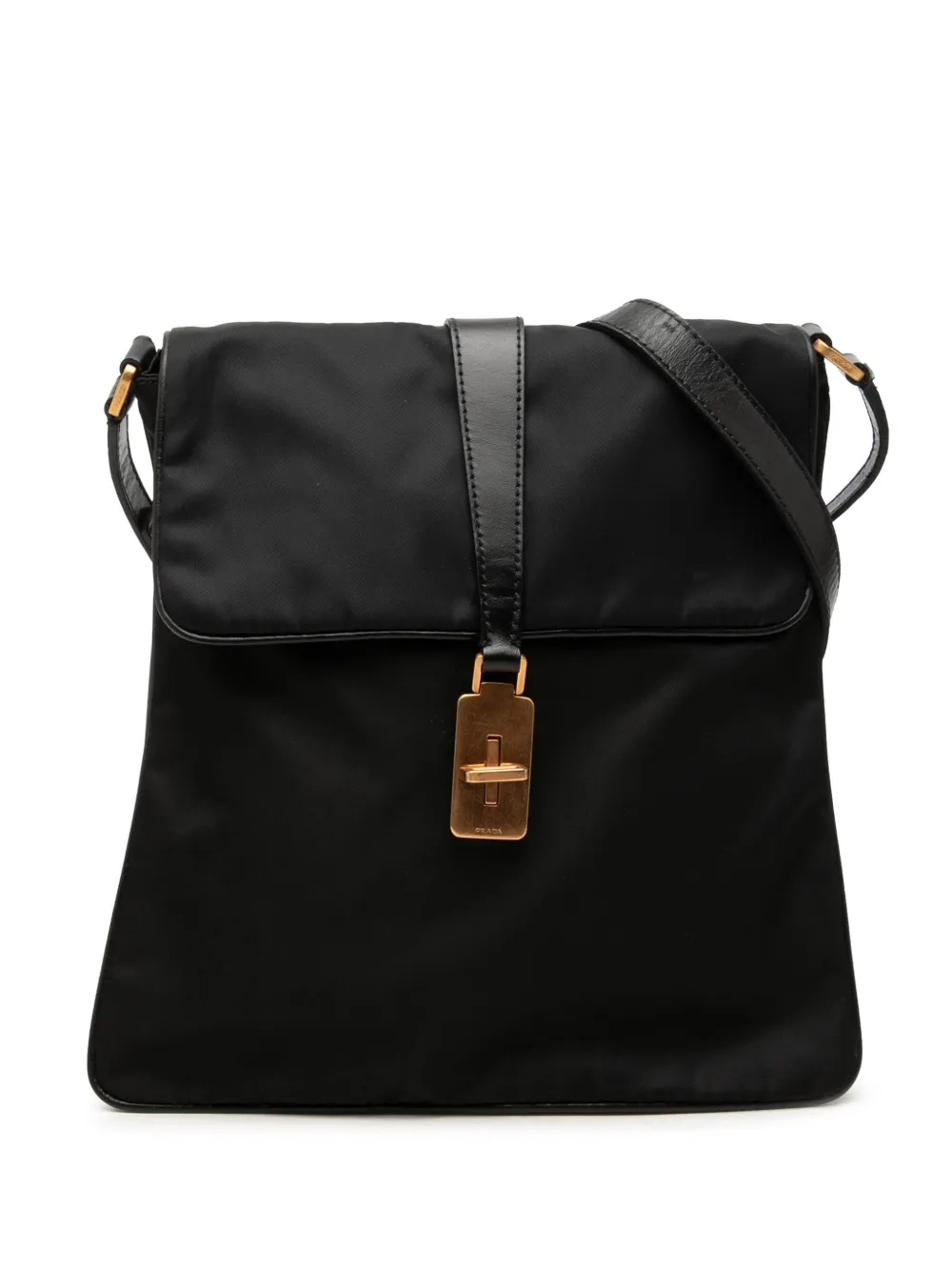 Prada Pre-Owned 2000-2013 Vitello Trimmed Tessuto Messenger Bag crossbody bag - Nero