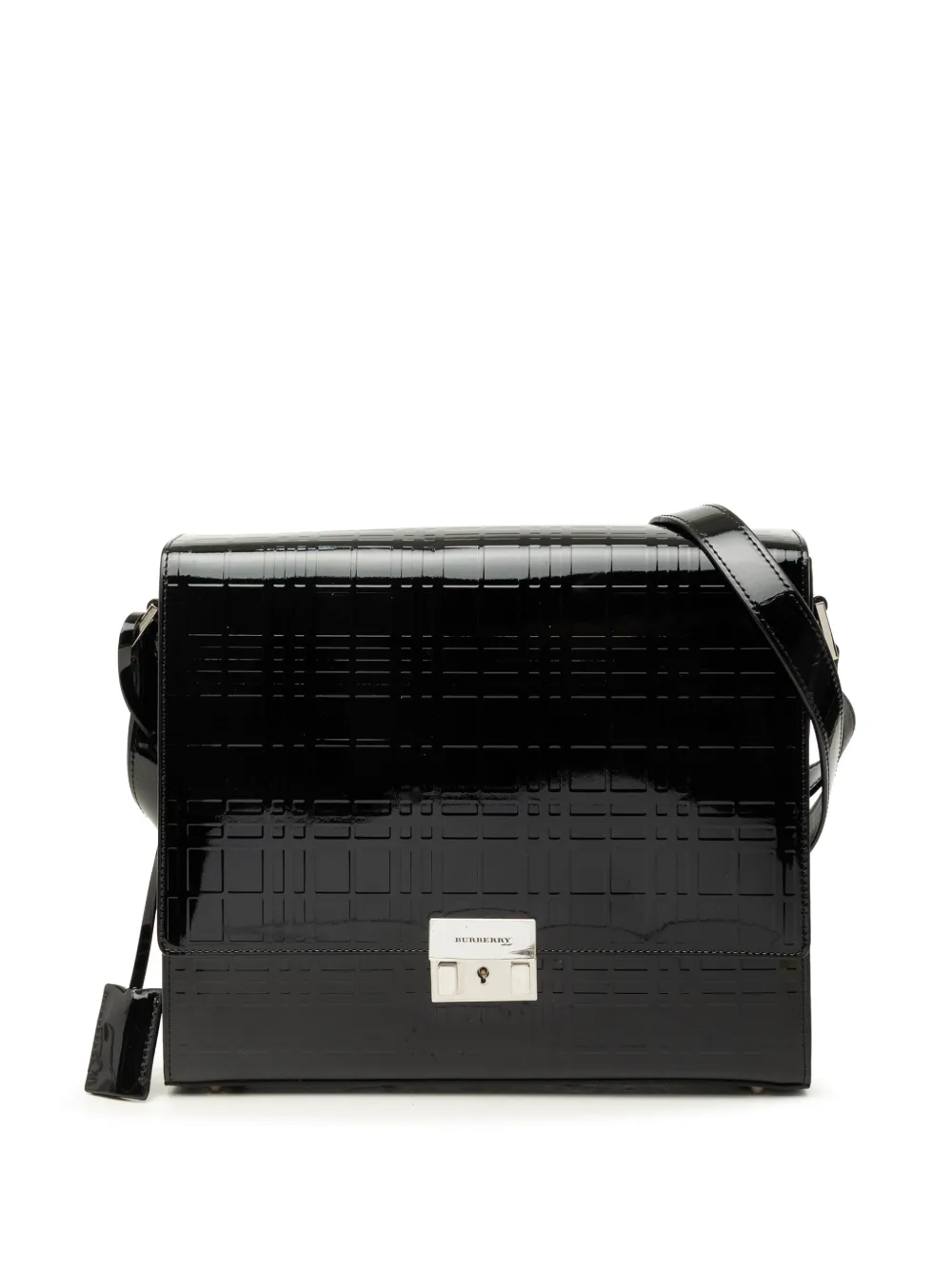 Burberry Pre-Owned 2000-2017 House Check Embossed Patent crossbody bag - Black