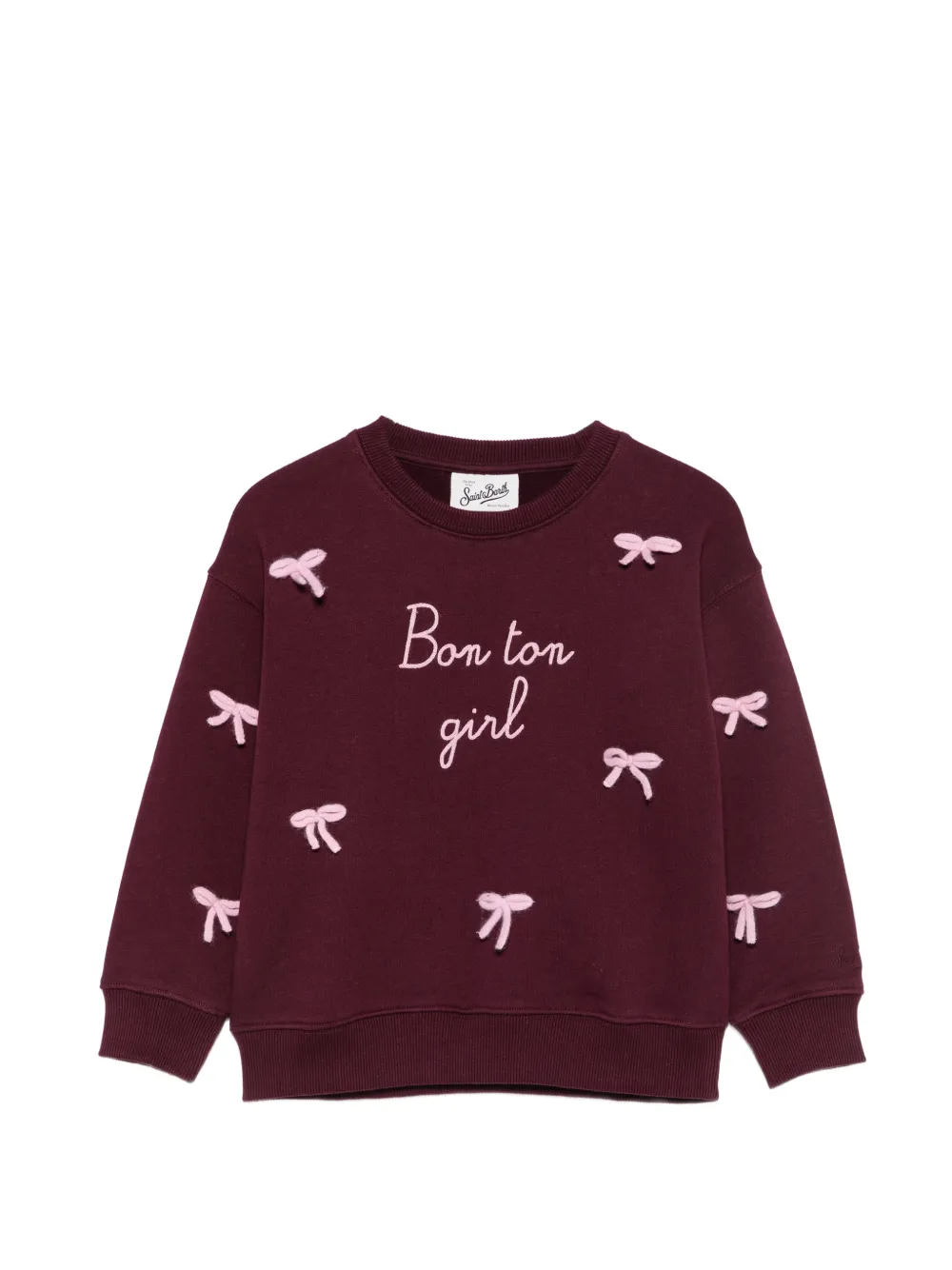 MC2 Saint Barth Kids Sweater verfraaid met strik en geborduurde tekst Rood