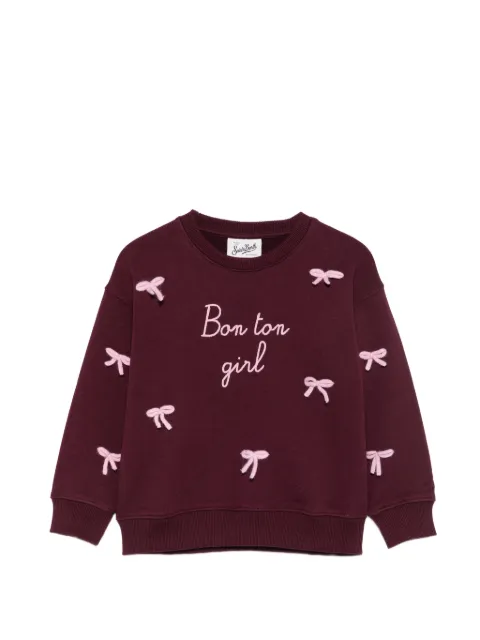 MC2 Saint Barth Kids bow-embellished slogan-embroidered sweatshirt