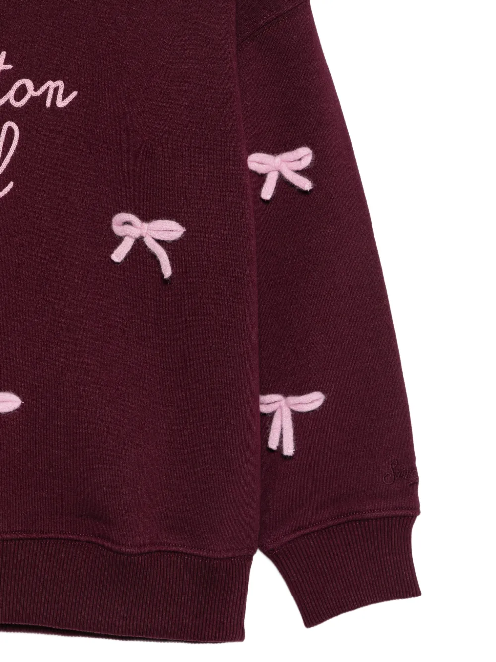 MC2 Saint Barth Kids Sweater verfraaid met strik en geborduurde tekst Rood