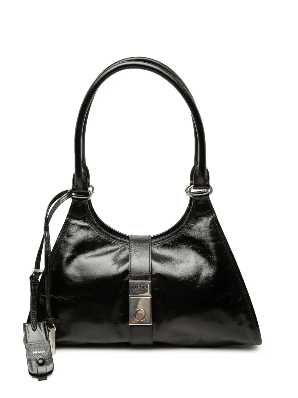 Prada Pre-Owned 2010-2026 Medium Glossy Calfskin shoulder bag - Black