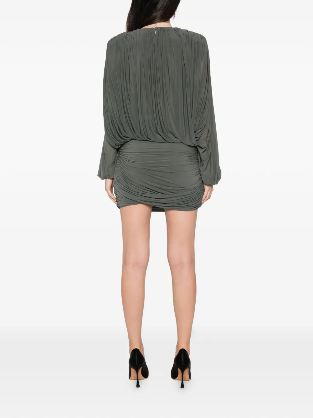 Magda Butrym ruched gathered-detailing mini dress Grijs