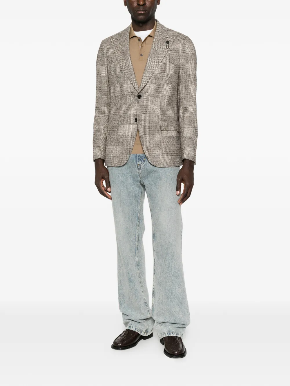 Lardini Prince of Wales check blazer - Brown