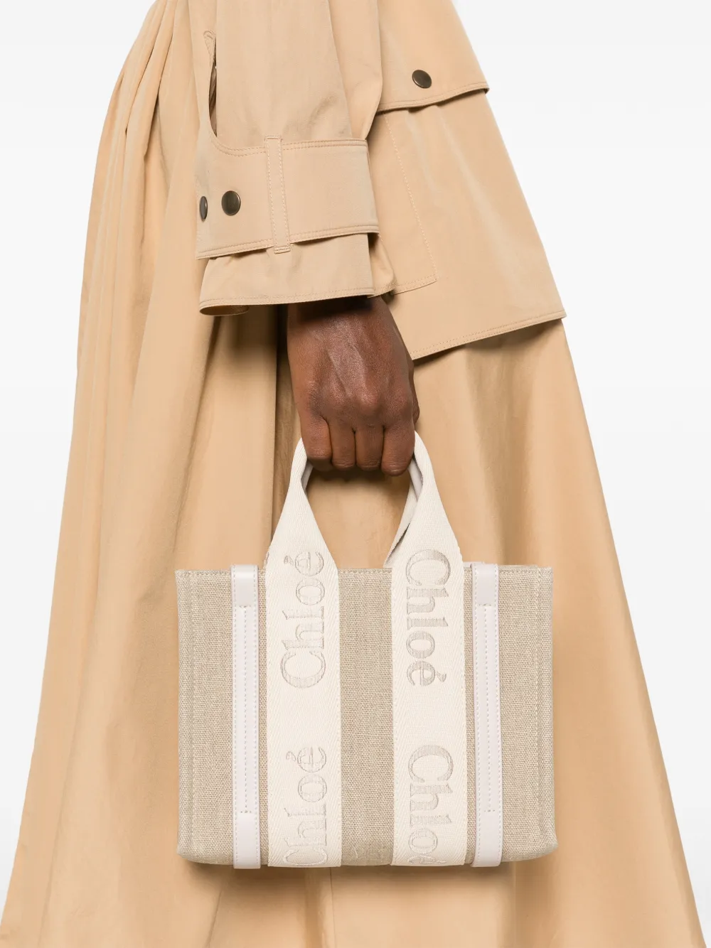 Chloé Woody linnen shopper Beige