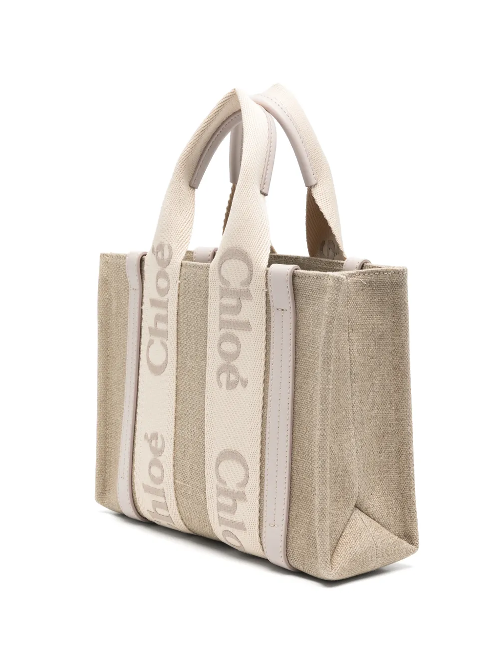 Chloé Woody linnen shopper Beige