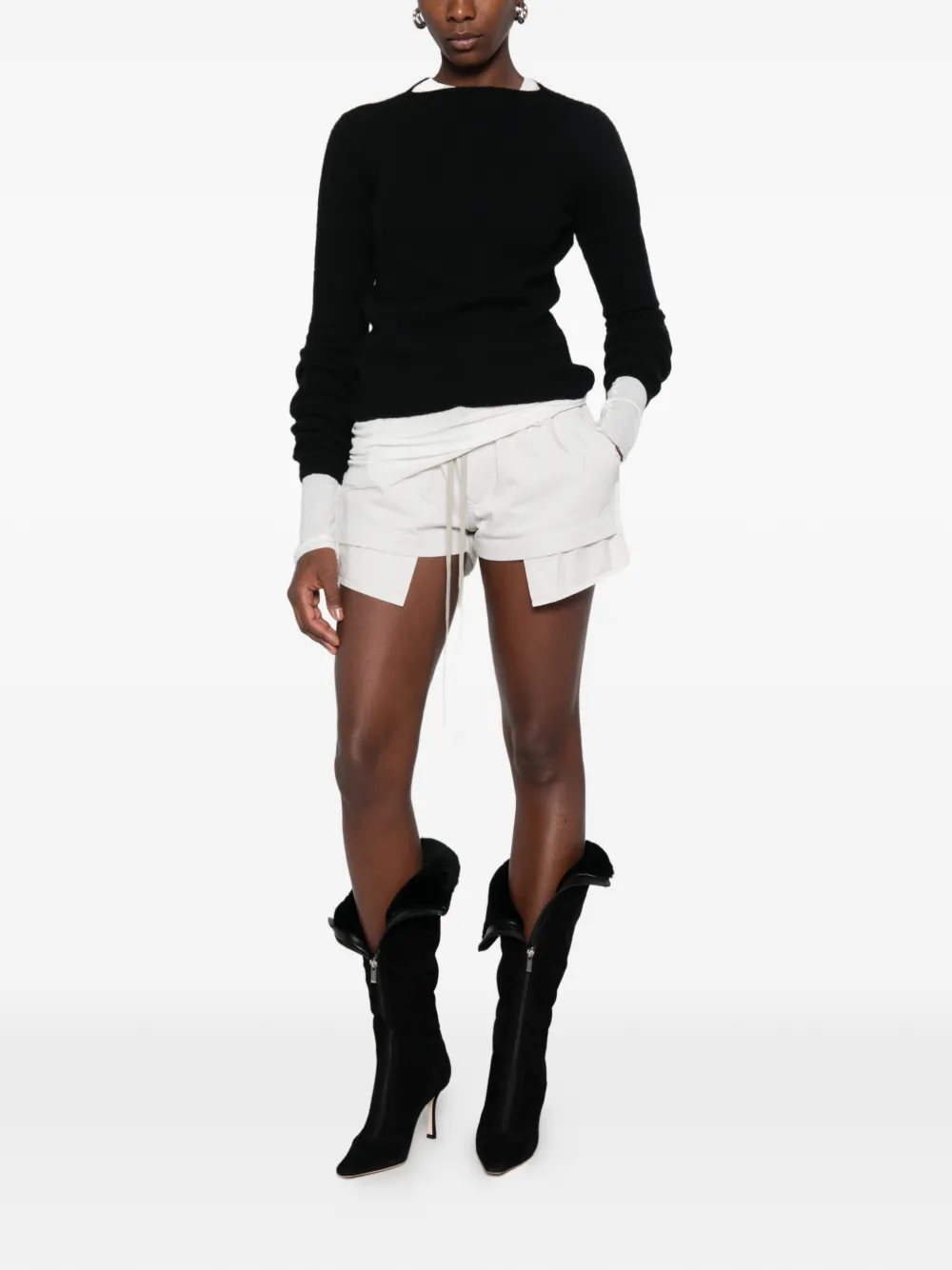 Rick Owens fine-knit sweater Zwart