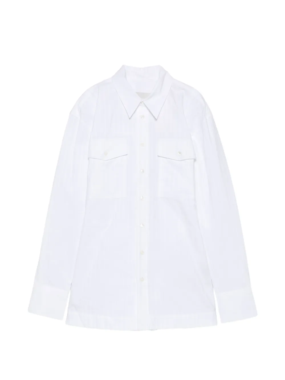 AMI Paris belted pinstriped shirt - Bianco
