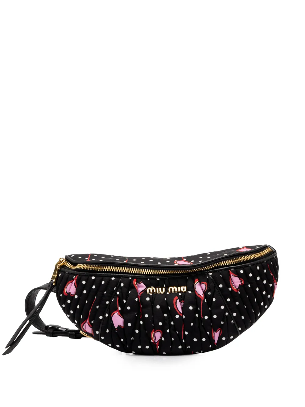 Miu Miu Pre-Owned 2010-2026 Matelasse Nylon Heart Print belt bag - Nero