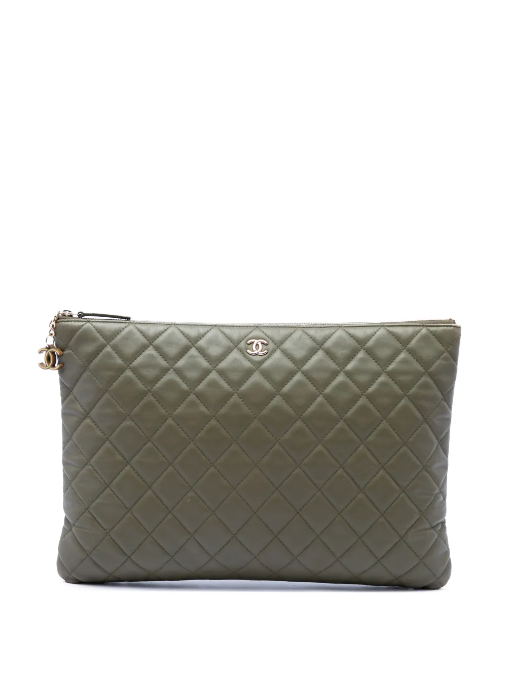 CHANEL Pre-Owned 2016-2017 Large Quilted Lambskin Cuba La Habana O Case clutch bag - Verde