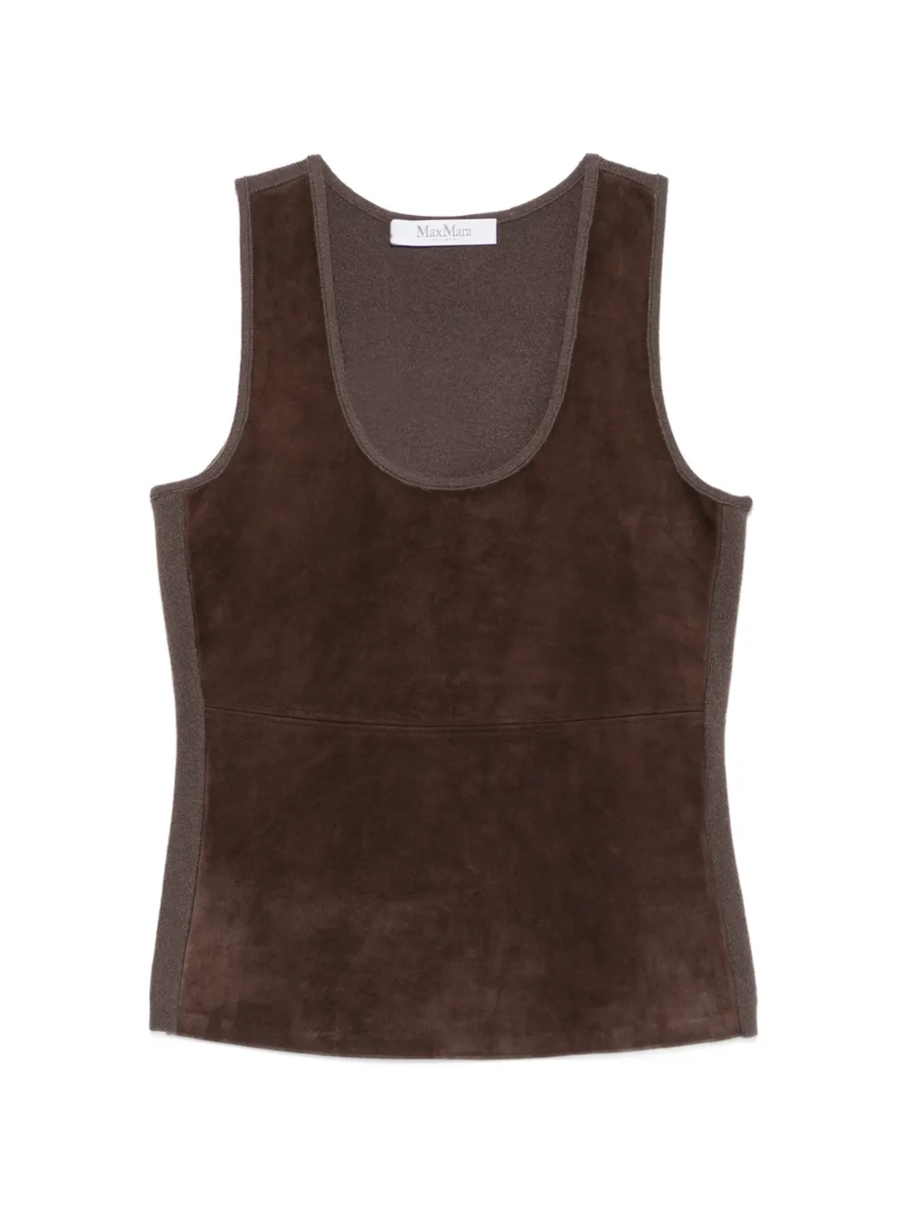 Max Mara suede-panelled scoop-neck top - Braun