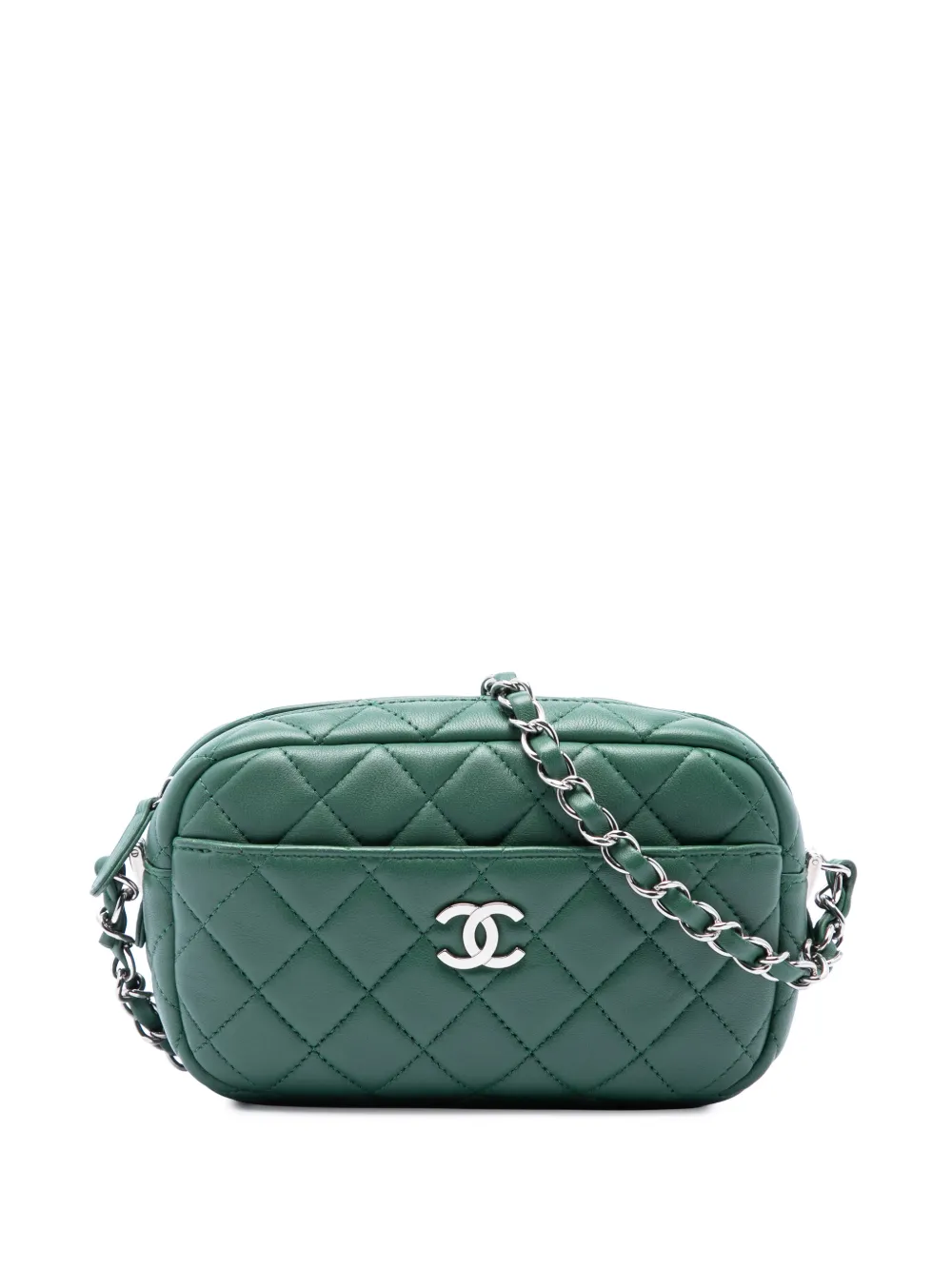 CHANEL Pre-Owned 2019 Small CC Quilted Lambskin Camera Case crossbody bag - Verde