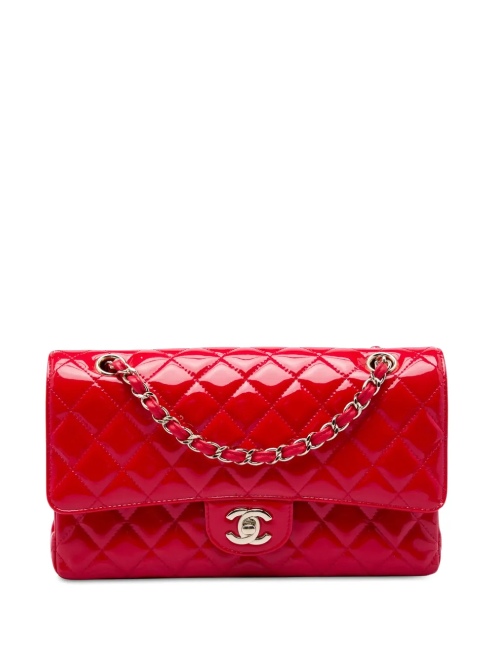 CHANEL Pre-Owned 2019 Medium Classic Patent Double Flap shoulder bag - Rosso