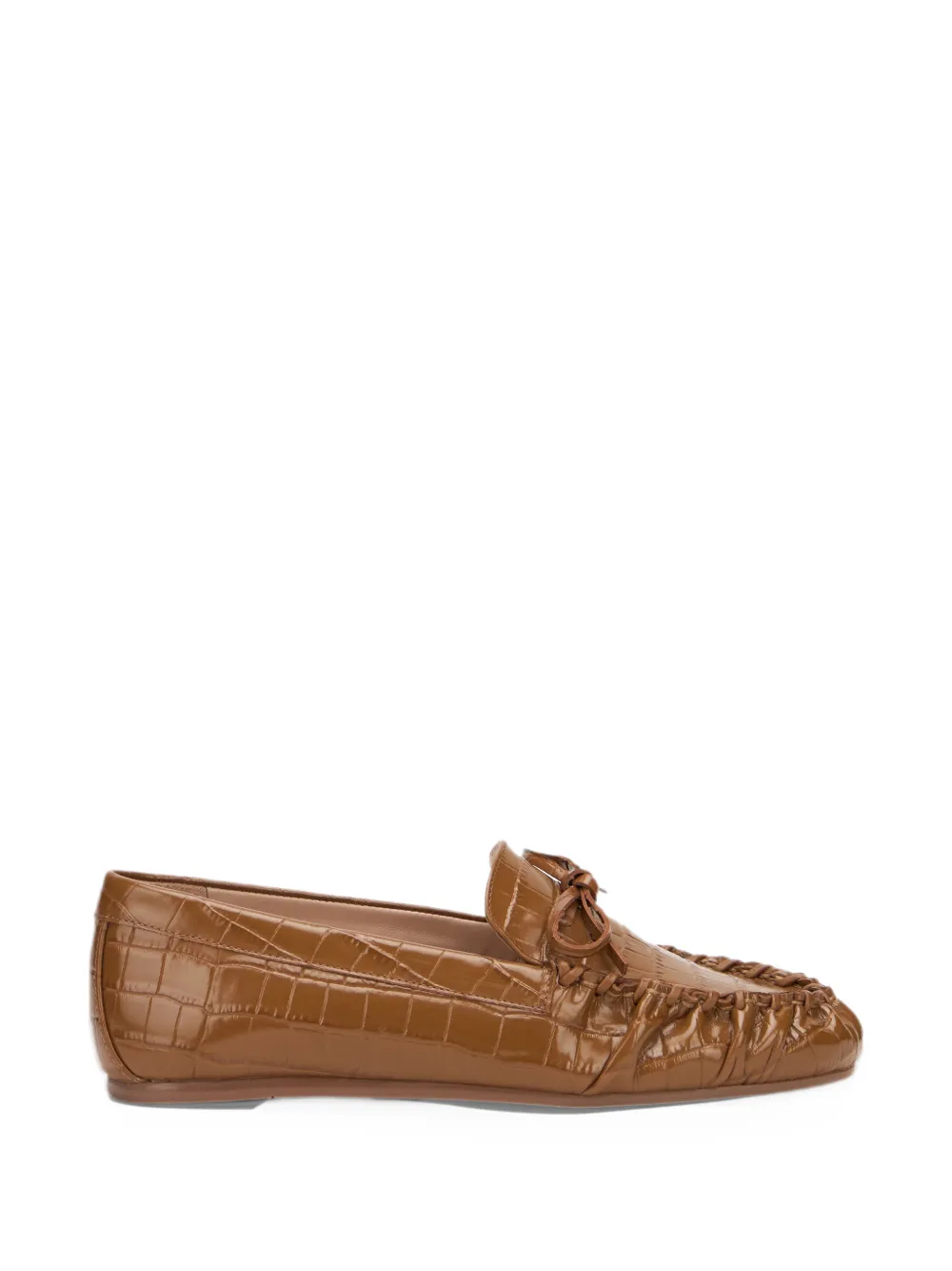 Stuart Weitzman Britt crocodile-effect bow loafers - Marrone