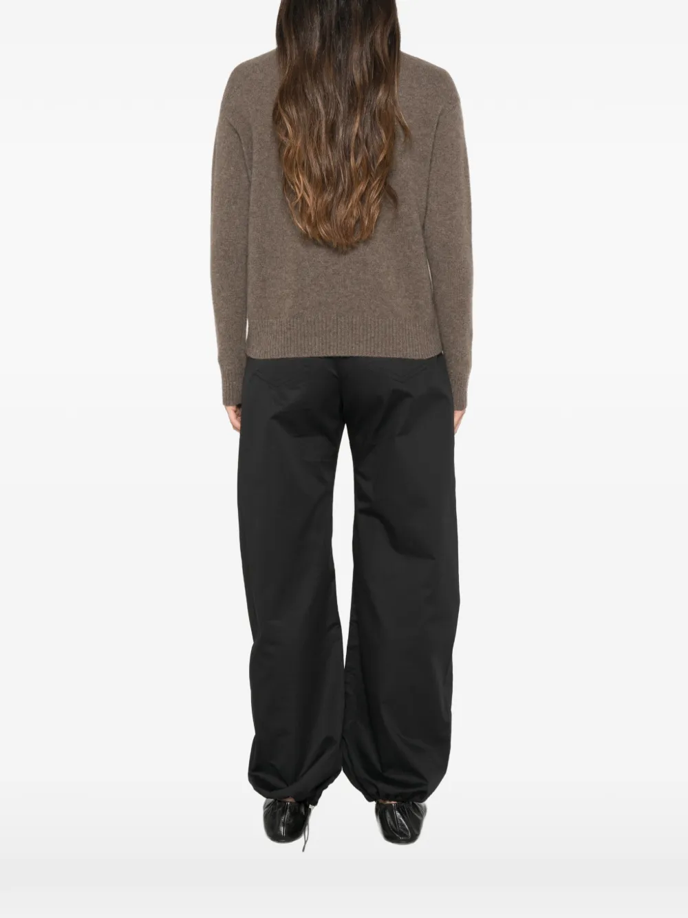 'S Max Mara Nocino trui met hoge hals en geribbelde afwerking Bruin
