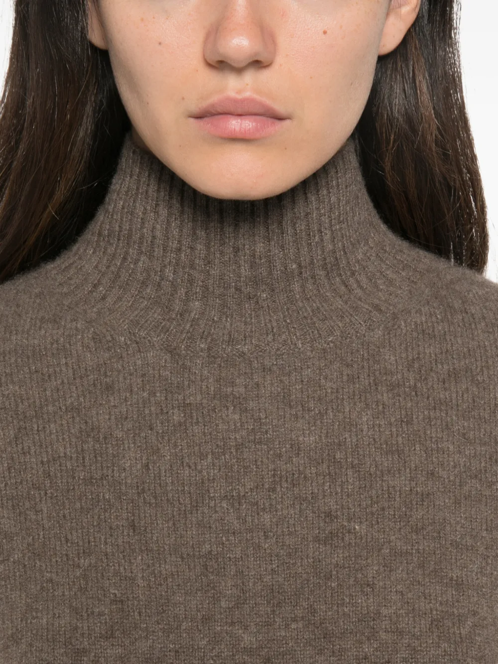 'S Max Mara Nocino trui met hoge hals en geribbelde afwerking Bruin